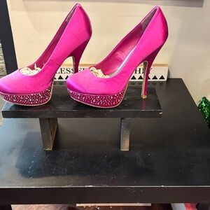 Steve Madden Hot Pink Platform Stiletto Pumps with Rhinestone Platform